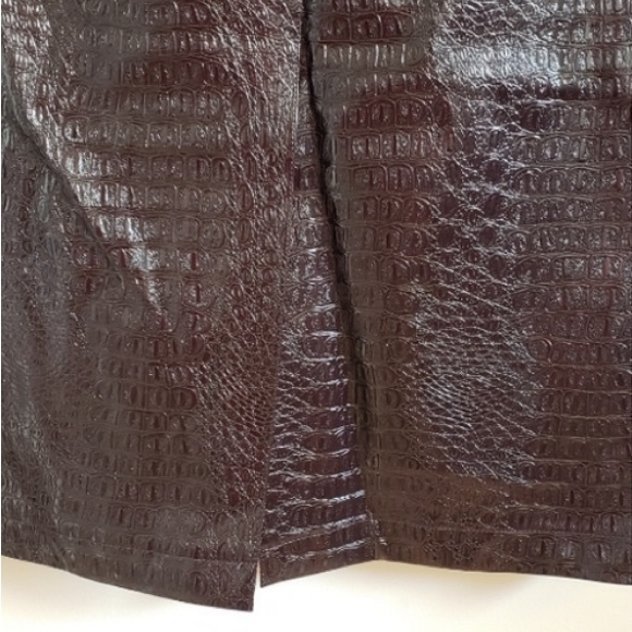 ❌SOLD❌Burgundy Vinyl Croc Long Skirt - Picture 4 of 7